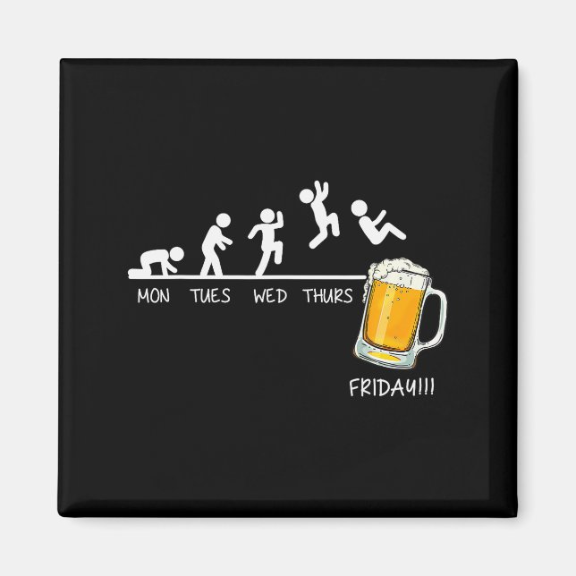 Funny Stickman Jumping Beer Days Of Week Friday Dr Magnet (Front)