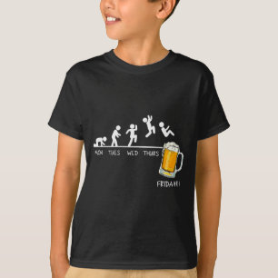 Funny Stickman Jumping Beer Days Of Week Friday Dr T-Shirt