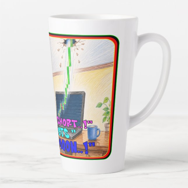 Funny Stock Trader Short Squeeze Panic Drawing Latte Mug (Right)