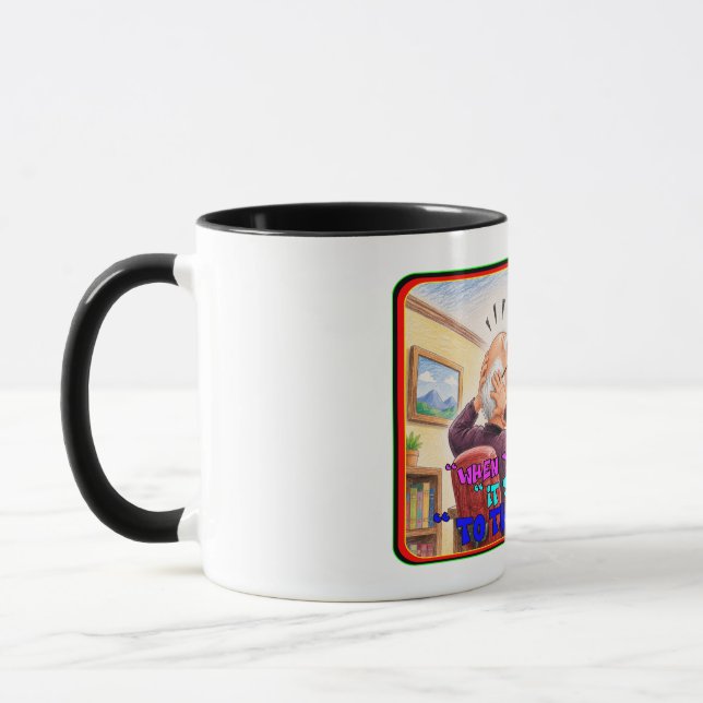 Funny Stock Trader Short Squeeze Panic Drawing Mug (Left)