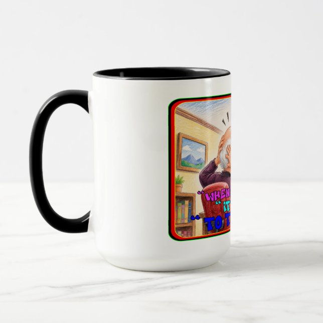 Funny Stock Trader Short Squeeze Panic Drawing Mug (Left)
