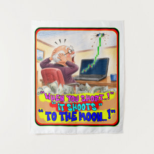 Funny Stock Trader Short Squeeze Panic Drawing Tapestry