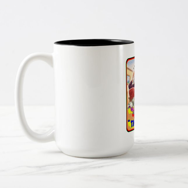 Funny Stock Trader Short Squeeze Panic Drawing Two-Tone Coffee Mug (Left)