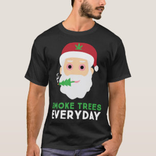 Funny Stoner Santa Smoke Trees Christmas Pajama T-Shirt