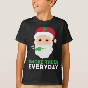 Funny Stoner Santa Smoke Trees Christmas Pajama T-Shirt