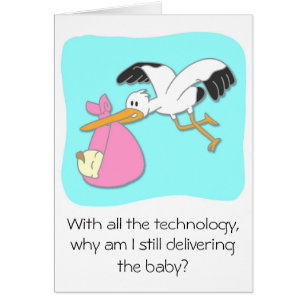 Funny Stork carrying baby cartoon