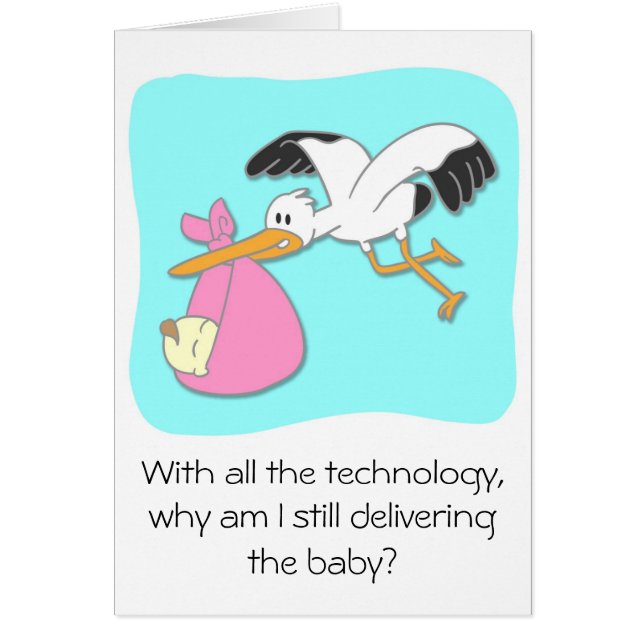 Funny Stork carrying baby cartoon (Front)