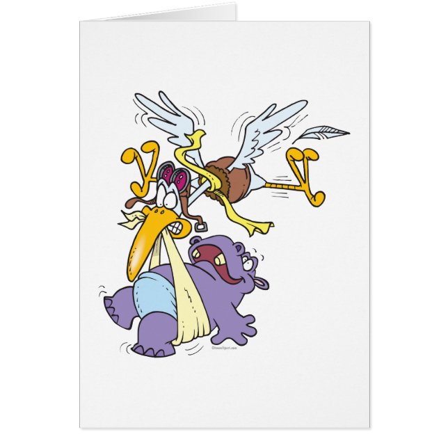 funny stork delivering baby hippo (Front)