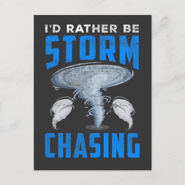 Funny Storm Chasing Meteorology Tornado Fan Postcard (Front)