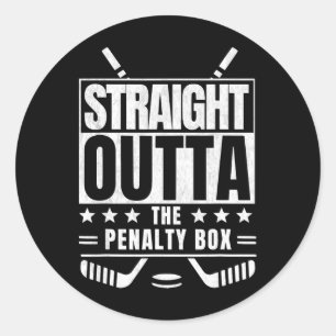 Funny Straight Outta The Penalty Box Kids Hockey G Classic Round Sticker