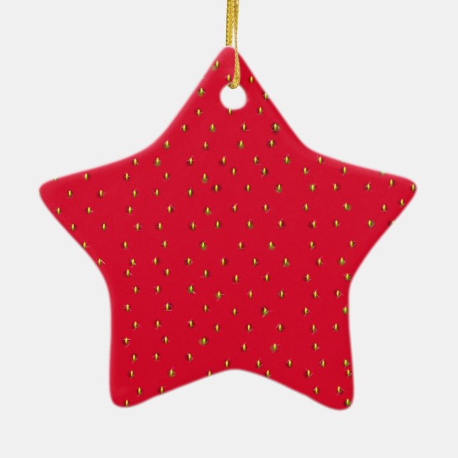 Funny strawberry background red ceramic tree decoration (Back)
