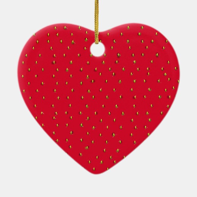Funny strawberry background red ceramic tree decoration (Back)