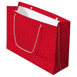Funny strawberry background red large gift bag