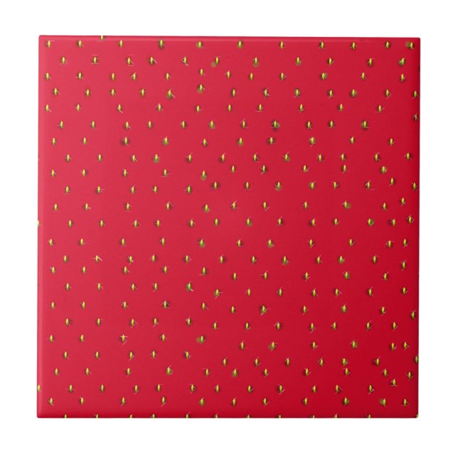 Funny strawberry background red tile (Front)