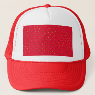 Funny strawberry background red trucker hat