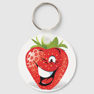 Funny Strawberry Doodle clip art Key Ring