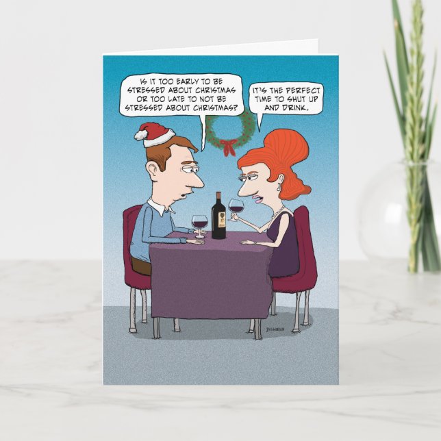 Funny Stressed About Christmas Holiday Card (Front)
