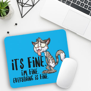 Funny Stressed Anxiety Cat Mouse Pad