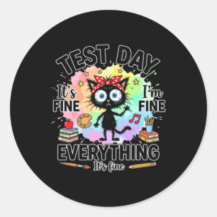 Funny Stressed Cat Fine Art Teacher Back To School Classic Round Sticker