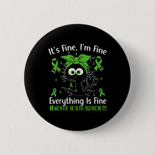 Funny Stressed Cat Men Women Mental Health Awarene 6 Cm Round Badge