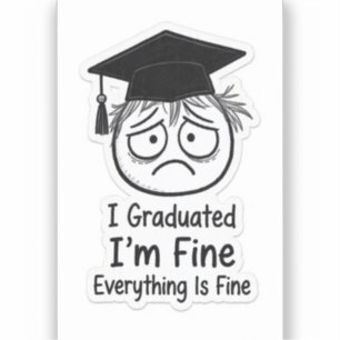 Funny Stressed Graduate Sticker - I'm Fine Everyth