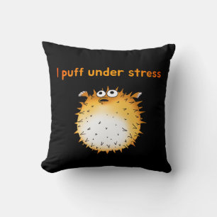 Funny Stressed Pufferfish Cartoon Cushion