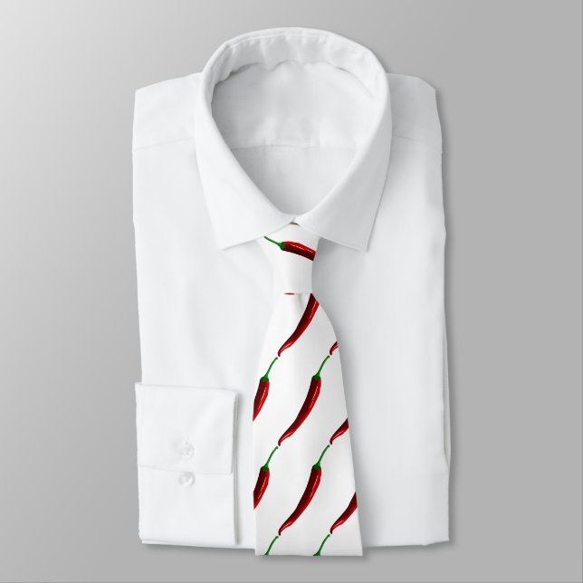Funny striped hot chilli peppers for cooks tie (Tied)