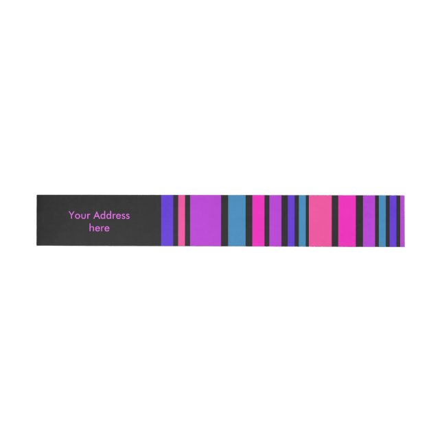 Funny Stripes coloured I + your background colour Wraparound Address Label (Individual)