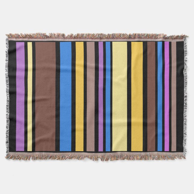 Funny Stripes coloured VI + your background colour Throw Blanket (Front)