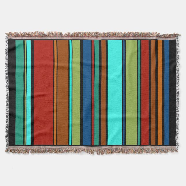 Funny Stripes coloured XII + your background colou Throw Blanket (Front)