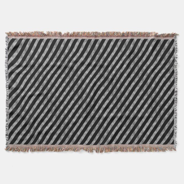 Funny Stripes Pattern - black silver + your idea Throw Blanket (Front)