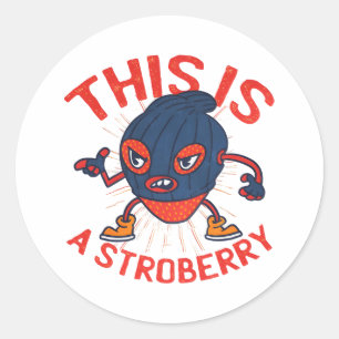 Funny Stroberry Masked Fruit Art Classic Round Sticker