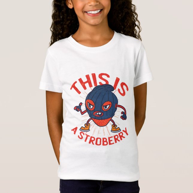 Funny Stroberry Masked Fruit Art T-Shirt (Front)