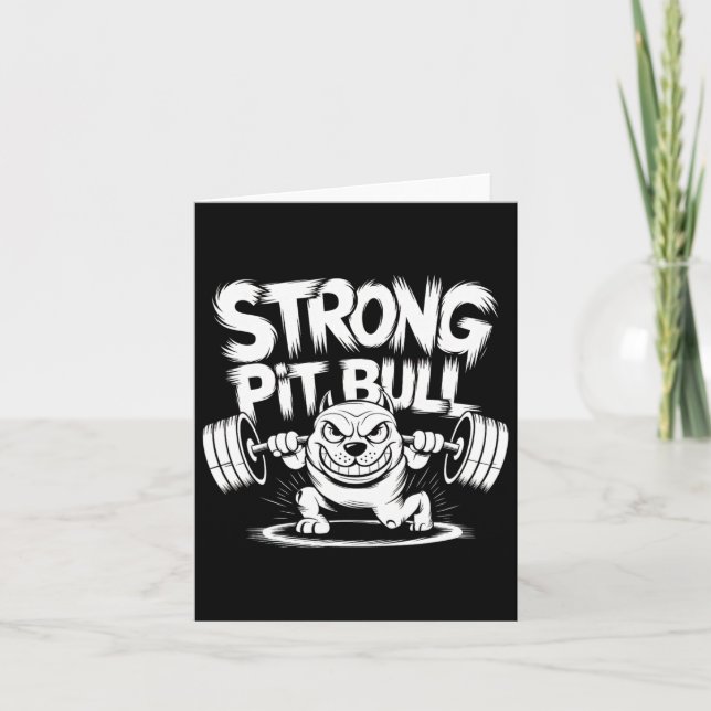 Funny Strong Crucifix Lifting Pitbull  Card (Front)