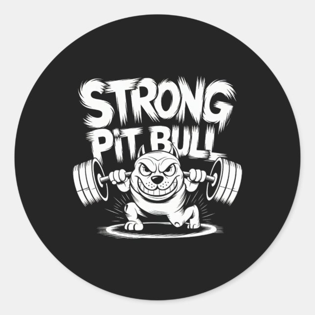Funny Strong Crucifix Lifting Pitbull  Classic Round Sticker (Front)