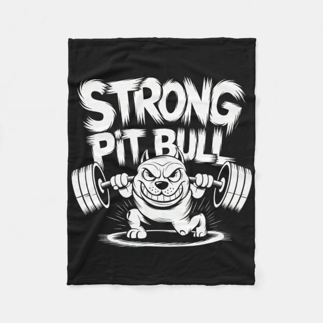 Funny Strong Crucifix Lifting Pitbull  Fleece Blanket (Front)