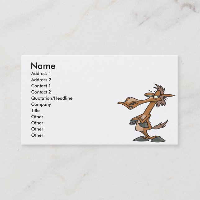 funny stubborn horse cartoon business card (Front)