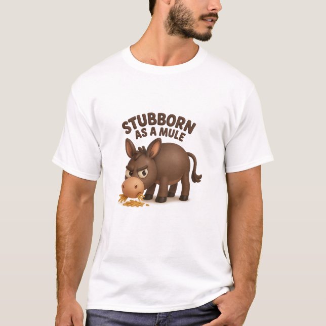 Funny stubborn mule – grumpy cartoon donkey T-Shirt (Front)
