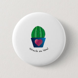 Funny Stuck On You Cactus 6 Cm Round Badge