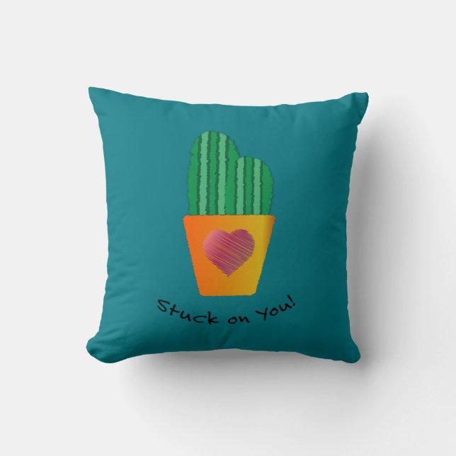 Funny Stuck On You Cactus Cushion (Front)