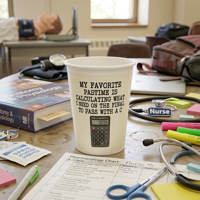 Funny Student Final Exam Calculator Quote  Paper Cups (Creator Uploaded)