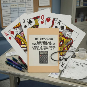 Funny Student Final Exam Calculator Quote Playing Cards