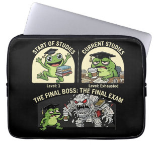 Funny Student Frog Final Exam Level Boss Laptop Sleeve