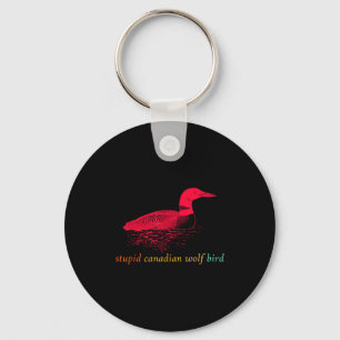 Funny Stupid Canadian Wolf Bird Design Key Ring