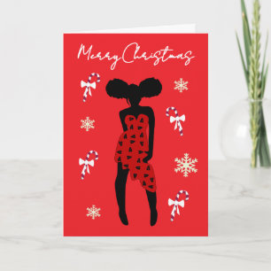Funny Stylish African American Girl Christmas Card