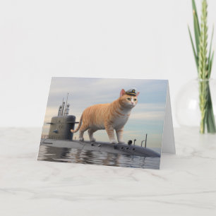 Funny Submarine Tabby Card