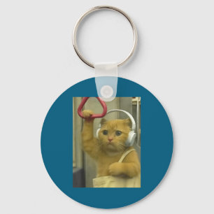 Funny Subway Cat Meme Stud Brainrot Cats Humor Kit Key Ring