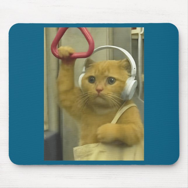 Funny Subway Cat Meme Stud Brainrot Cats Humor Kit Mouse Pad (Front)