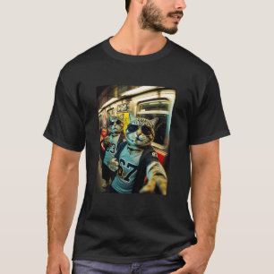 Funny Subway Train Cats Urban Style Street Art Gra T-Shirt
