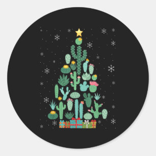 Funny Succulent Christmas Tree Cactus Gardener  Classic Round Sticker